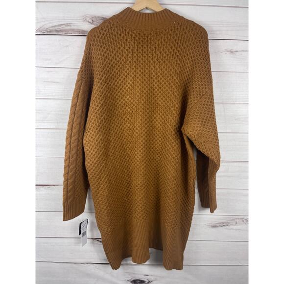 Sandra Darren Sweater Dress Women XL Brown Acrylic Textured Cable Knit Crew Neck - Picture 7 of 8